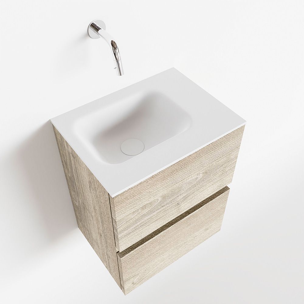 MONDIAZ MONDIAZ ADA 40cm toiletmeubel light brown grey. LEX wastafel talc rechts zonder kraangat Geef jouw toilet een upgrade met de populaire toiletmeubel serie ADA! Hier zie je de vrijhangende onderkast ADA van 40cm breed met 2 lades in de kleur light brown grey en een solid surface wastafel model LEX in de kleur Talc. De positie van de spoelbak is rechts zonder kraangat. In deze toiletmeubel serie hebben wij al meer dan 600 variaties samengesteld! Daarnaast is maatwerk mogelijk. Specificati Solid Surface, Light Brown, Brown And Grey, Talc, Sink, Powder Room, Gray And Brown, Faucet, Toilets