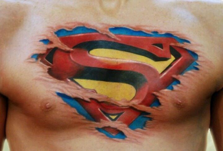 Tattoo Tuesday Torn Superman Chest Symbol Ripped Skin Tattoo Weird Tattoos Spiderman Chest Tattoo
