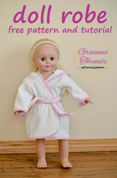 18 Doll Robe free pattern #toydoll