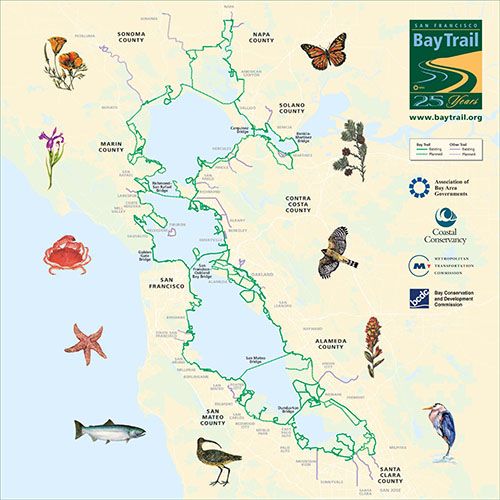 Bay Trail Bike Map San Francisco Bay Trail Trail maps, Parks and recreation, Trail