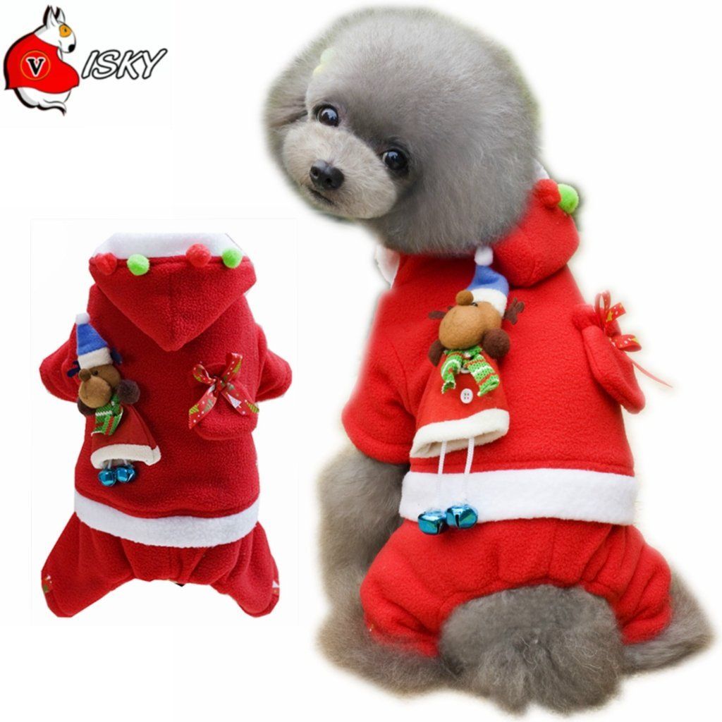 Visky Pet Dog Christmas Costume Dog Santa Dress Cat Winter Coat