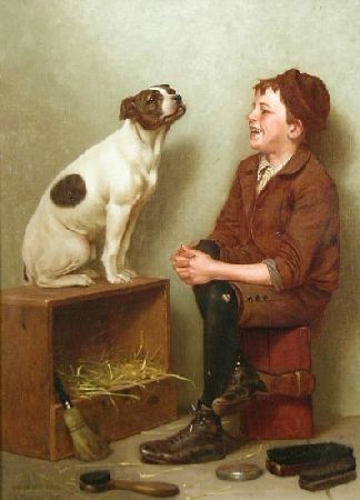 A boy and his dog by John GeorgeBrown | Brown art, Dog paintings, Dog art