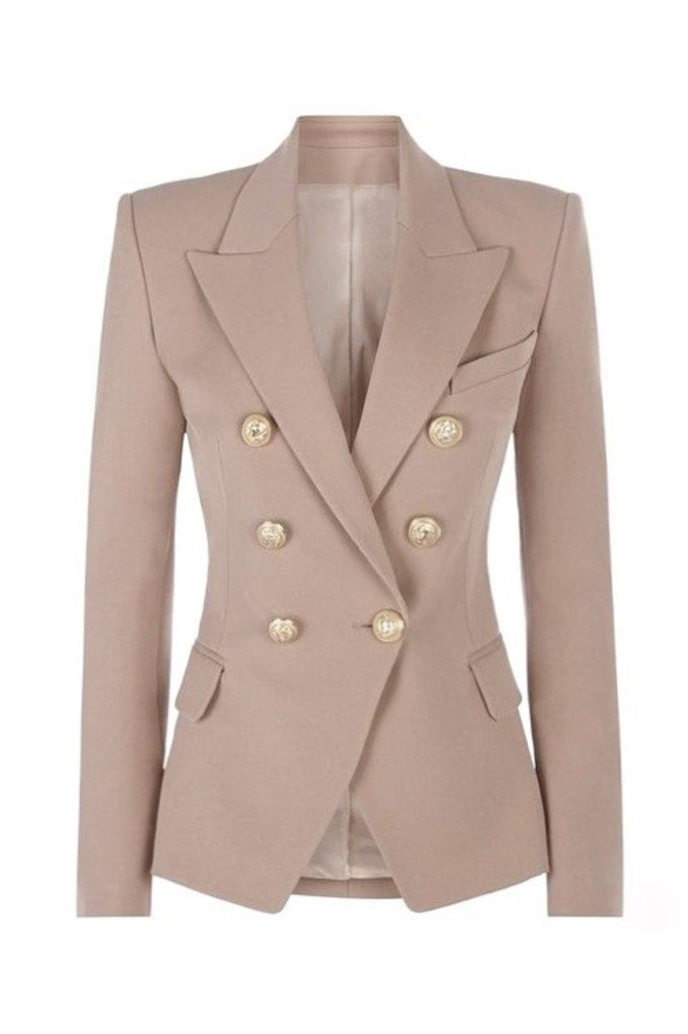 Women/'s Lapel Metal Gold Blazer Shiny Double Breasted Coat Outwear Jackets