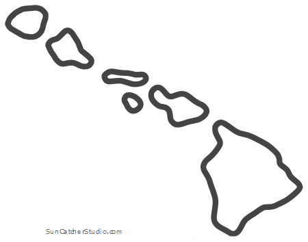 Hawaii – Map Outline, Printable State, Shape, Stencil, Pattern - Free Printables, Monograms, Design Tools, Patterns, & DIY Projects