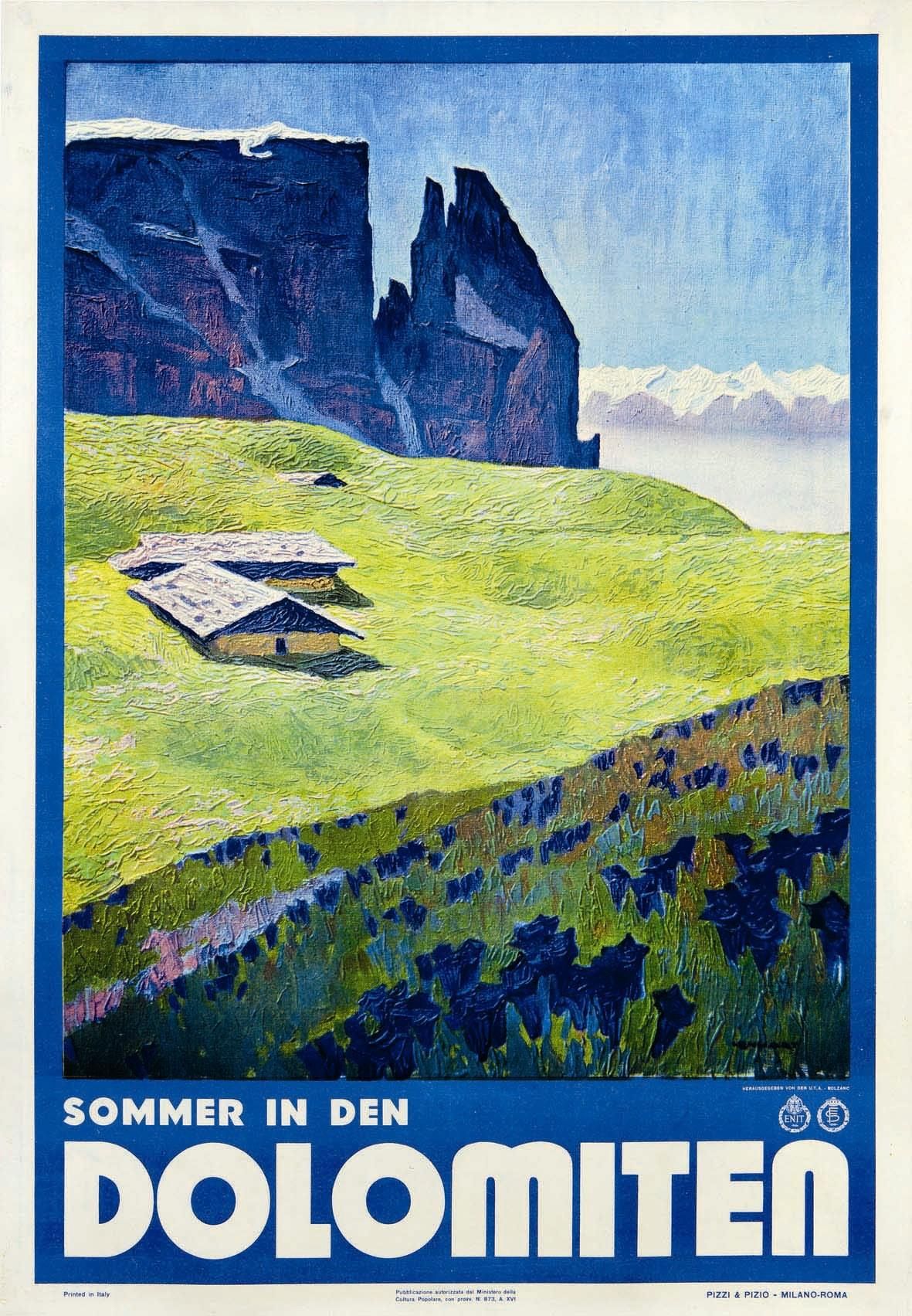 BOZEN-GRIES CLASSIC CAR POSTER Franz Lenhart Italy 1934 24X36 Countryside