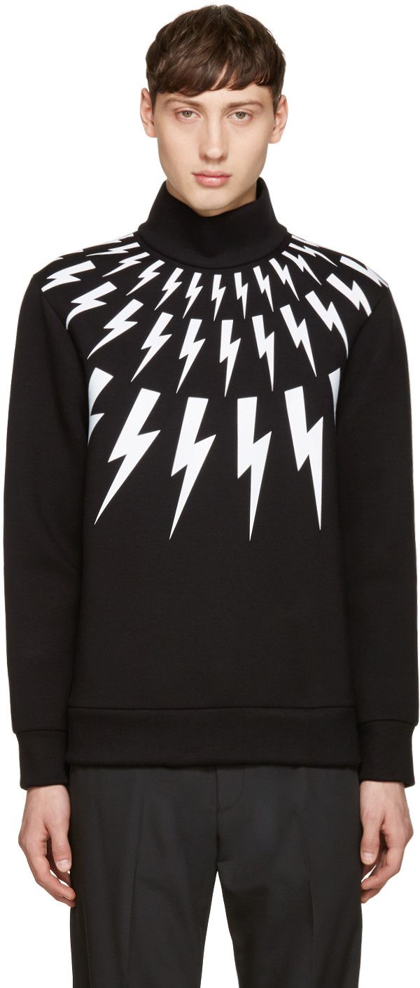 Neil Barrett Black Thunderbolt Turtleneck Neilbarrett Cloth Turtleneck