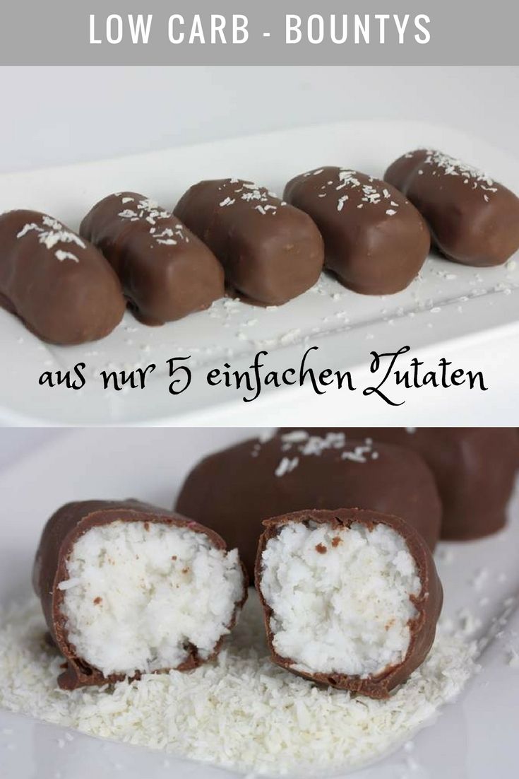 Leckere Low Carb - Bountys aus nur fünf einfachen Zutaten. Schmecken besser als das Original. #lowcarb #bounties #bounty #lowcarbyum