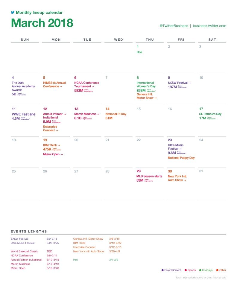 Twitter Releases Major Events Calendar For March To Assist With Twitter Releases Major Events Calendar For March To Assist With