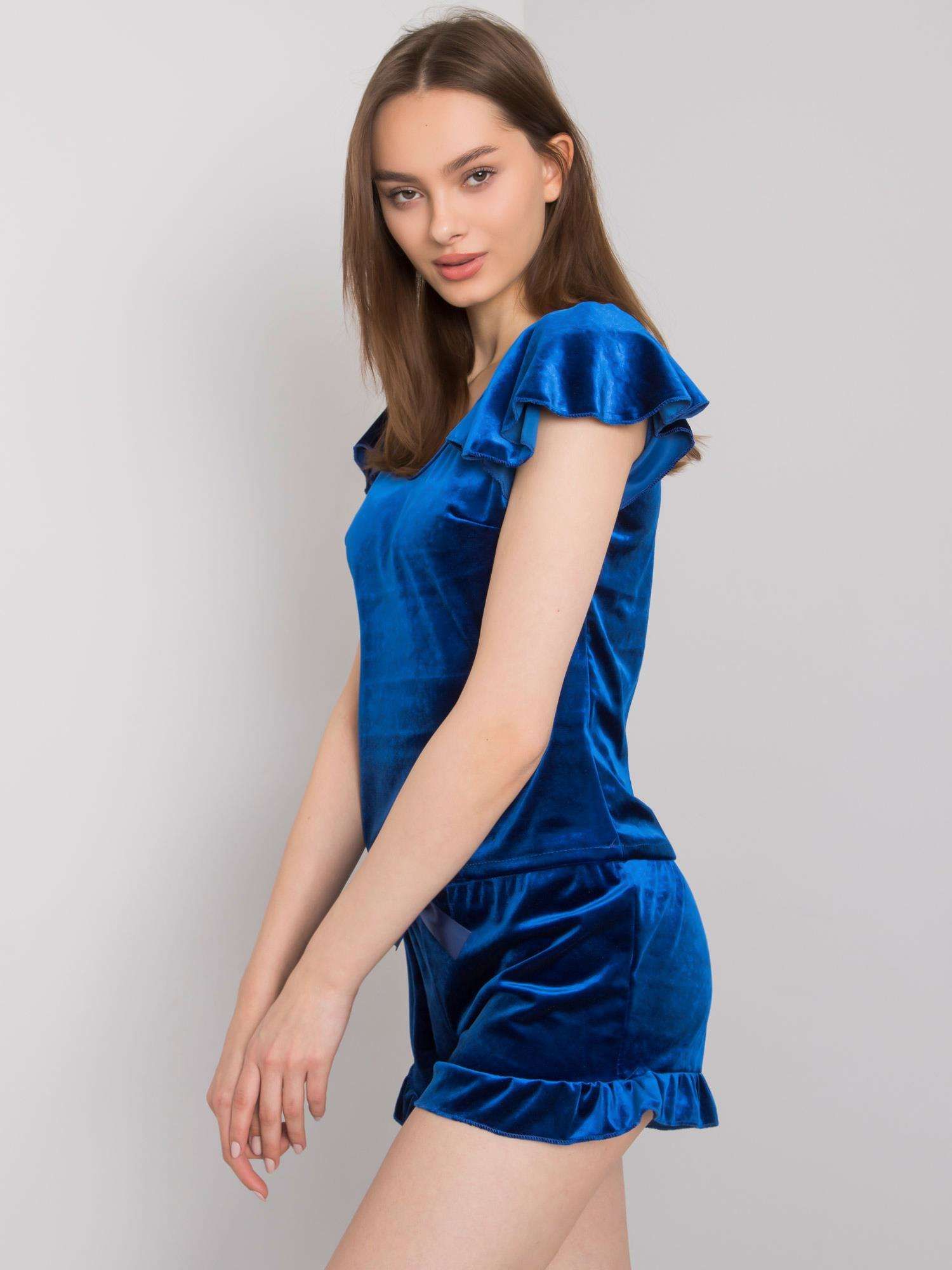 Blue Two Piece, Velour, Rue, Dark Blue, Sleeve Length, Paris, Mini Dress, Shorts, Model