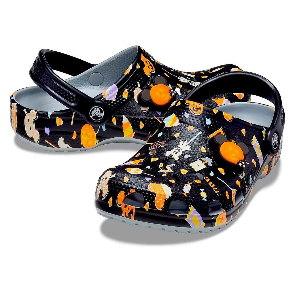 Disney Shoes Mickey Mouse Halloween Clogs For Adults By Crocs Color Black Orange Size Various In 2021 Disney Shoes Mickey Mouse Halloween Crocs