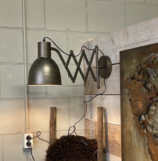 wandlamp uittrekbaar schaarlamp brons – Hillshome ...