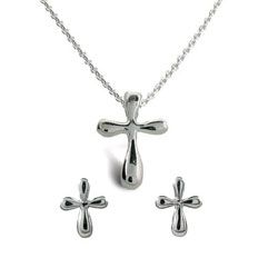 Designer Style Pee Cross Necklace And Earring Set Designer Style Pee Cross Necklace And Earring Set Silver Necklaces Tiffany