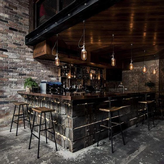 Industrial Bar Design, Modern Industrial Interior, Industrial Style Home, Industrial Cafe, Industrial Restaurant Bar, Restaurant Interior Design, Cafe Interior, Design Interior, Restaurant Furniture