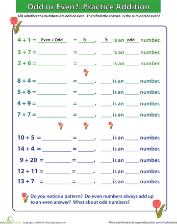 odd or even practicing addition i worksheet educationcom number