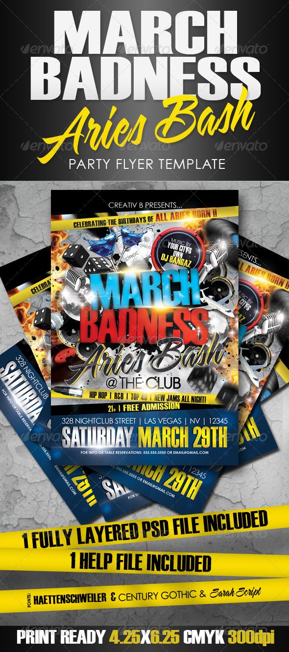 formerly march madness aries bash you can use this flyer for any aries birthday flyers
