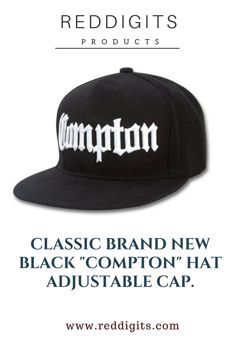 COMPTON Snapback Hat Los Angeles California Cap South Central Black Gray New
