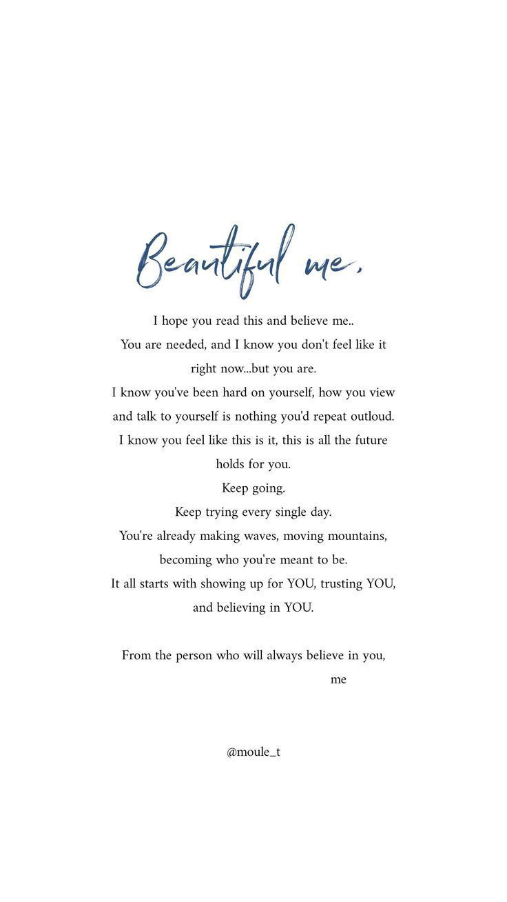 To me, I will always believe in you and be there for you in a time of need. Believe in you, me - Hea...