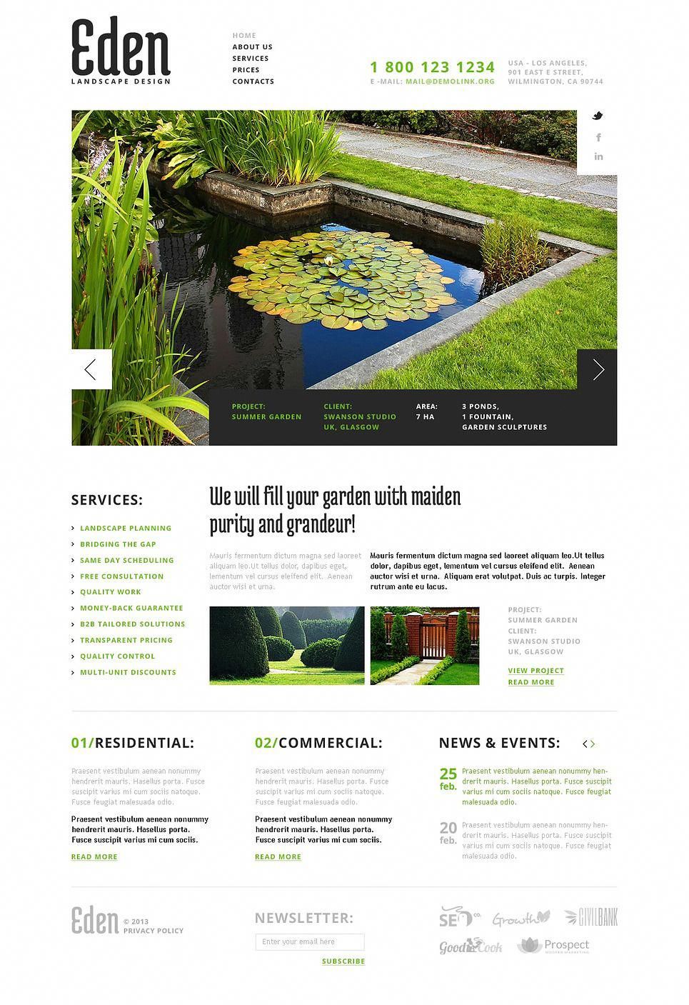 Landscaping Lawn Garden Landscape Construction Snow Removal Html Template Garden Landscape Amp Lawn And Garden Landscape Construction Landscape