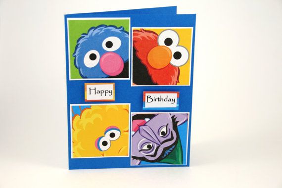 Blue Sesame Street Birthday Card Happy Birthday Day Card | Etsy