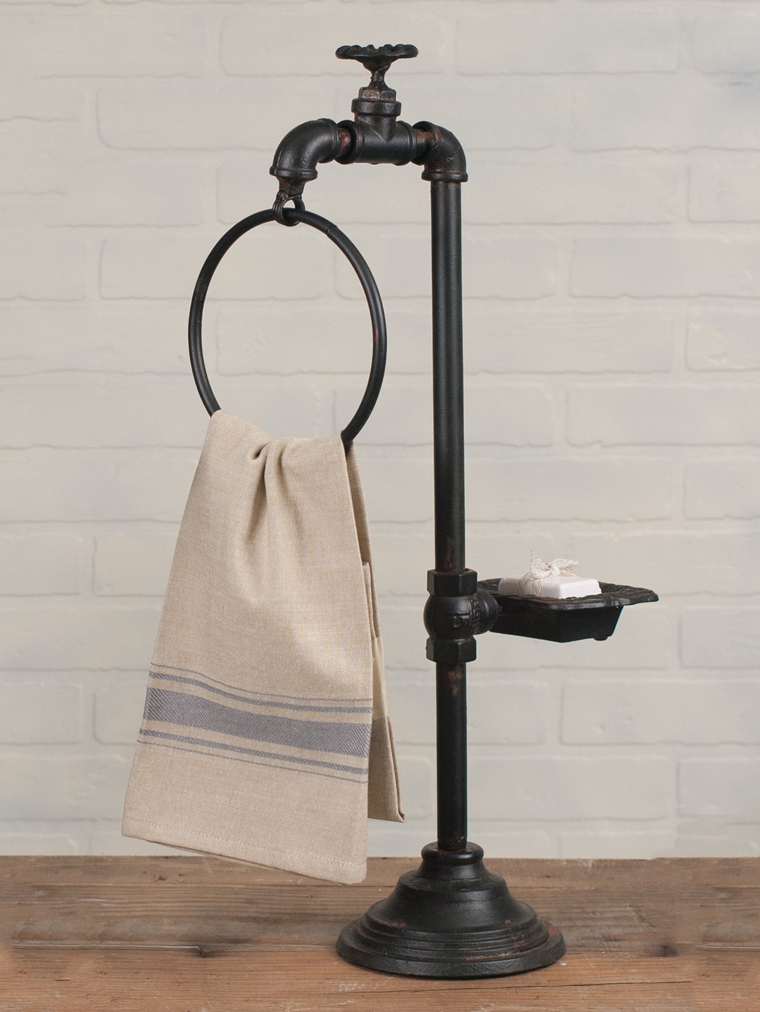 Spigot Soap and Towel Holder #industrialfarmhouselivingroom