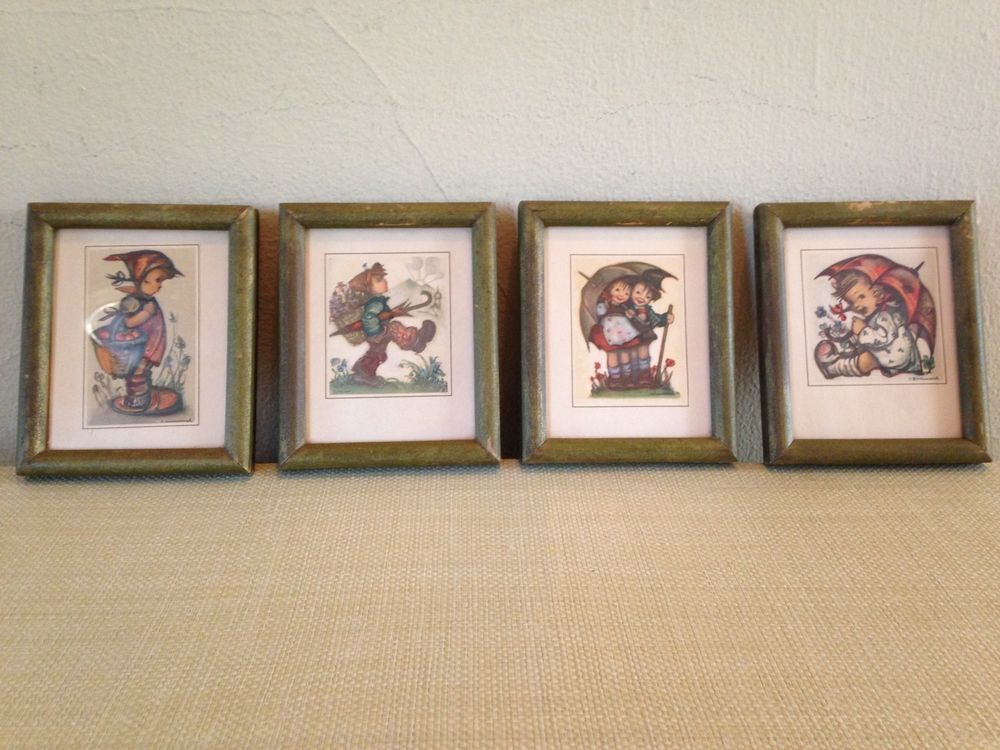 An Adorable Quartet Of Framed 5 X 4 Hummel Prints Do I Dare Globe Trotter Sunny Hours And Umbrella Girl Hummel Tr Vintage Hummel Prints Frame