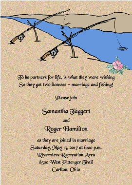 Fishing Themed Wedding Invitations B3094 Partners For Life 7 X 5