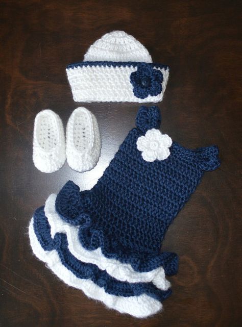 Häkeln Matrose Hut & passende Tutu-Kleid mit von CubbyCreations #crochetdressoutfits