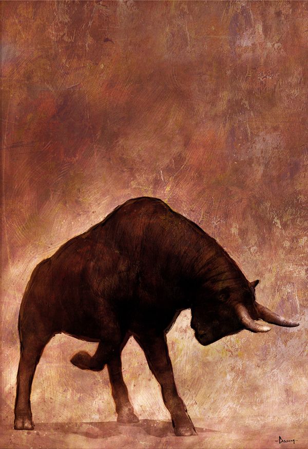 Bull Fight By Riyahd Cassiem Via Behance Bull Painting Bull Art Cow Art