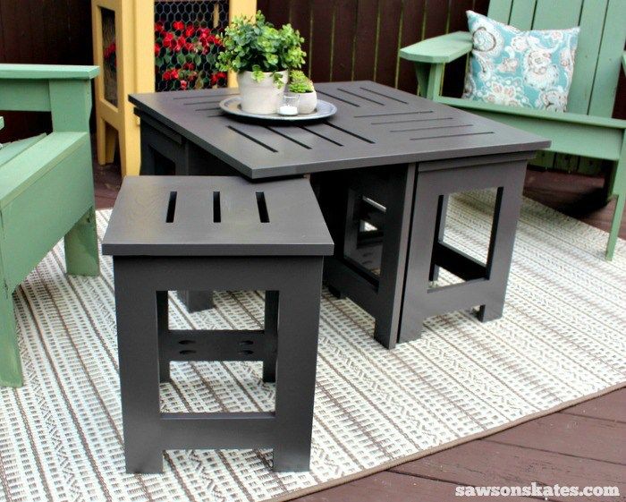 diy outdoor coffee table with 4 hidden side tables coffee table