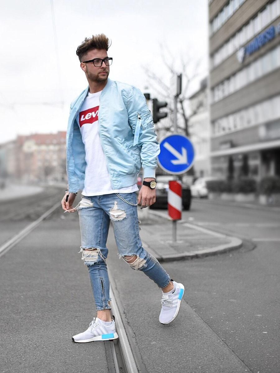 zerissene jeans bomber jacke zerissene jeans bomber jacke