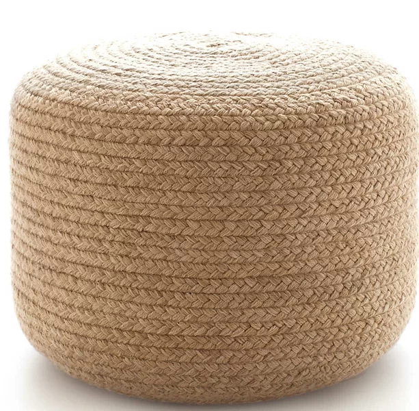 Fresh American Braided Natural Indoor Pillow Pouf, 20 by 20 Inch