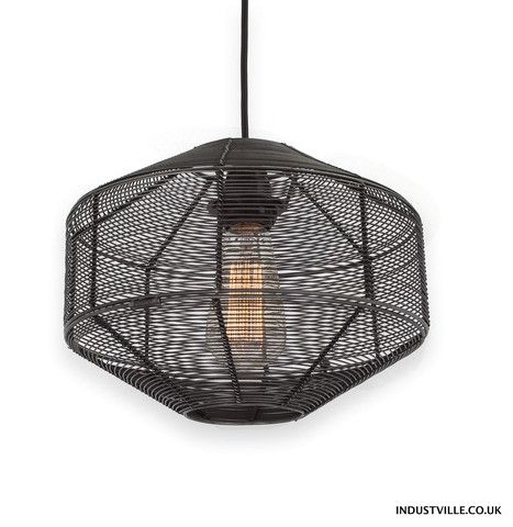 handcrafted unique vintage cage wire metal pendant light round