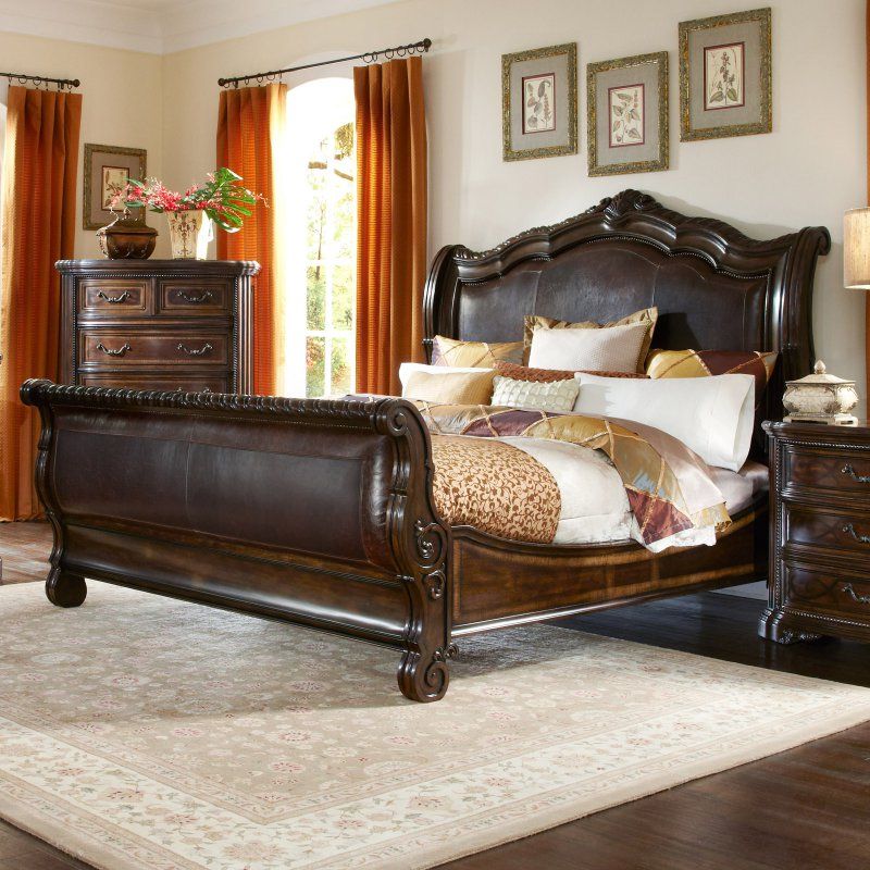 A R T Furniture Valencia Leather Upholstered Sleigh Bed Size California King 209147 2304 Bedroom Set Upholstered Sleigh Bed, California King Upholstered Sleigh Bed