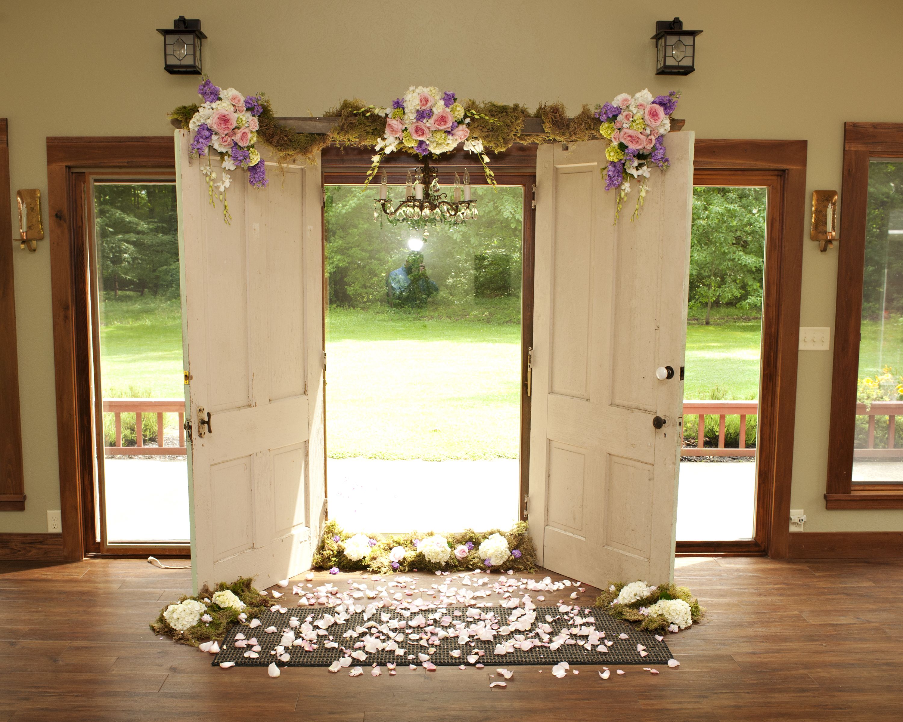 Wedding Ceremony Arch Old Doors And Ladder With Vintge Chandelier Wedding Ceremony Arch Old Doors And Ladder With Vintge Chandelier
