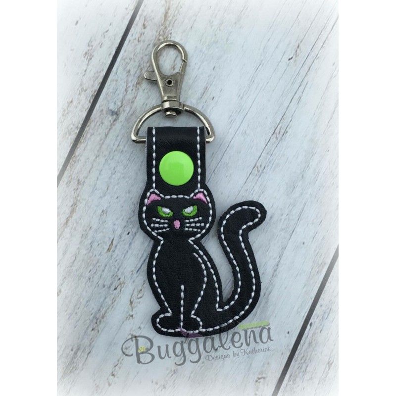 Cat Key Fob Embroidery Design with Snap TabKey Fobs
