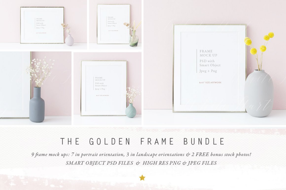 Download The Golden Frame Mock Up Bundle Frame Styled Stock Images Mockup