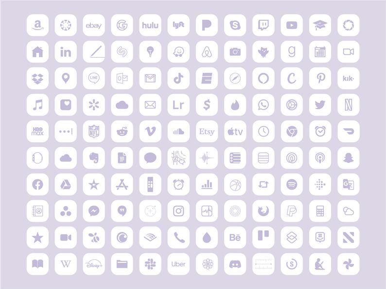 iPhone iOS 14 App icon Pack, 240 Soft Purple icons iPhone iOS 14 App icon Pack, 240 Soft Purple icons