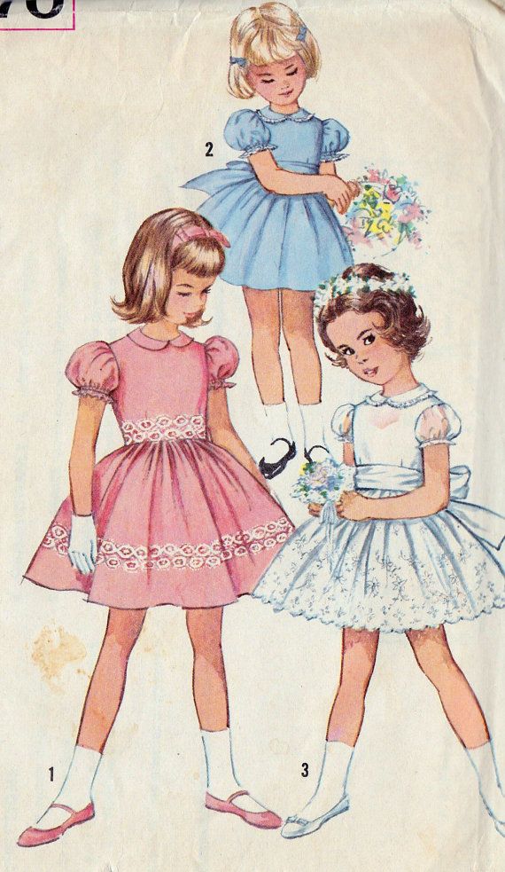 1960s Girls Summer Party Dress | Vintage dress sewing patterns, Vintage ...