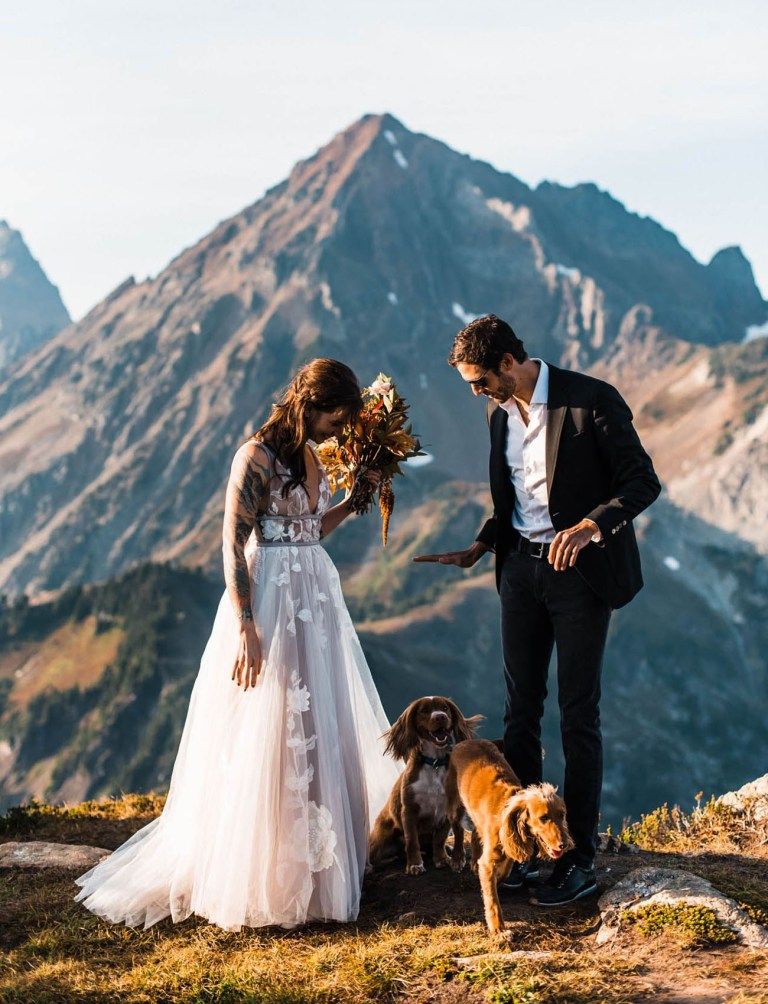 This Rugged Backpacking Adventure with Their Dogs Culminated with an Epic Mountain Elopement! | Green Wedding Shoes