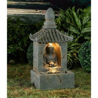 Jeco Buddha Water Fountain With Led Light Water Fountain Buddha Garden Fiberglass Resin