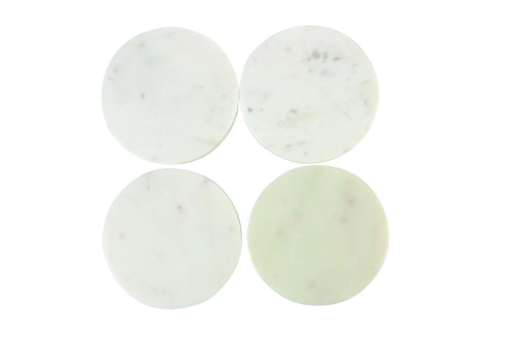 Be Home Marmara Glasamottur Kringlottar 4 Stk White White Marble White Marble Square Marble Coasters