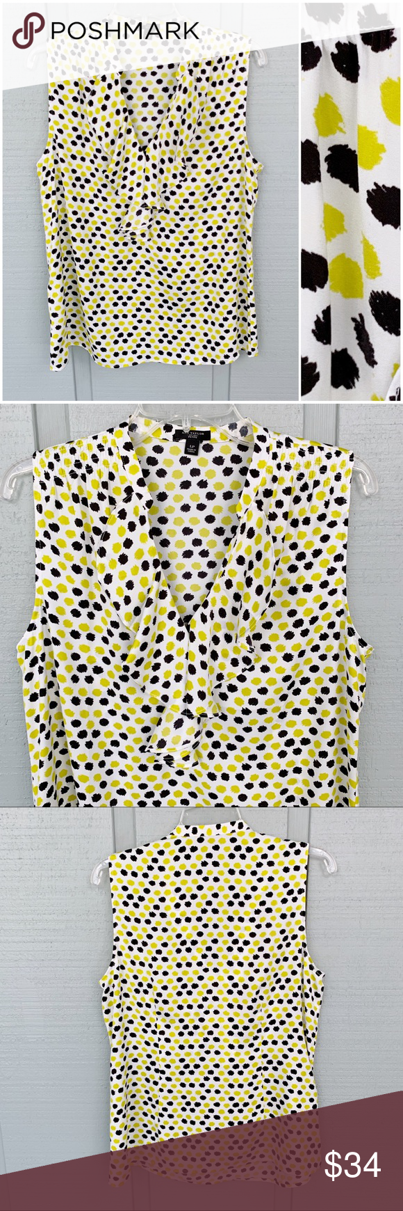 Ann Taylor Polka Dot Ruffle Career Blouse F16 Career
