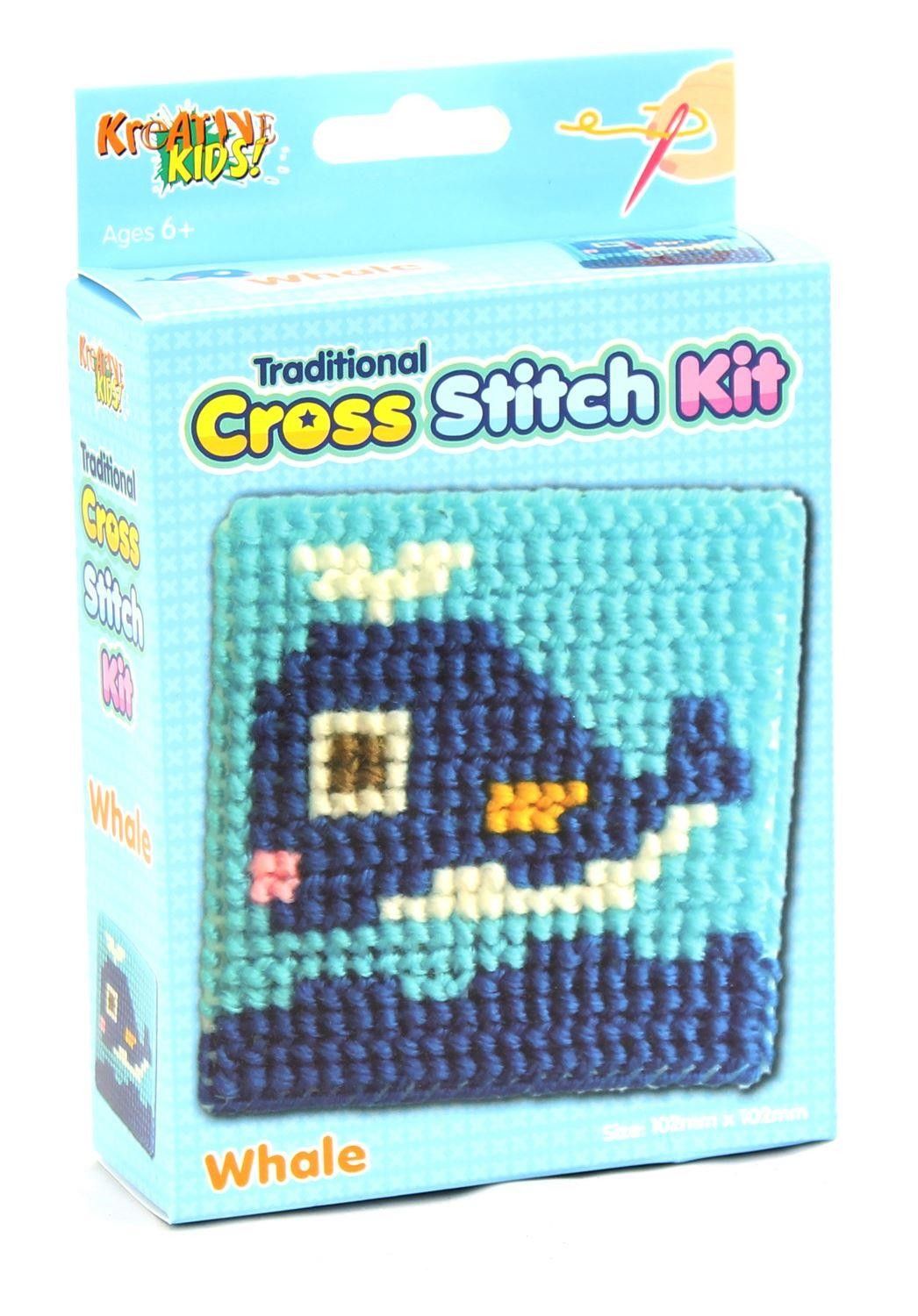 Kreative Kids Traditional Cross Stitch Kit For Children Tapestry Sewing Craft Set ~ Whale