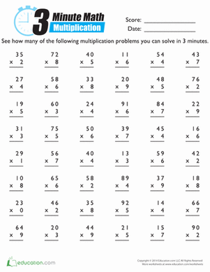 1 Minute Multiplication Math Addition Worksheets 1st Grade Math Worksheets 2nd Grade Math Worksheets