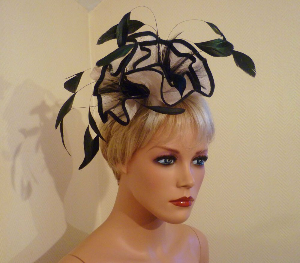 Las Day Black Ivory Cream Fascinator Wedding Royal Ascot Derby Las Day Black Ivory Cream Fascinator Wedding Royal Ascot Derby Race Hat