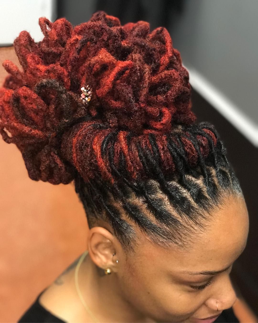 1 303 Likes 29 Comments Sherelle Holder Hairbyrelle On Instagram Loc Updo Karibbeankinks Dmvsalo Locs Hairstyles Hair Styles Natural Hair Styles