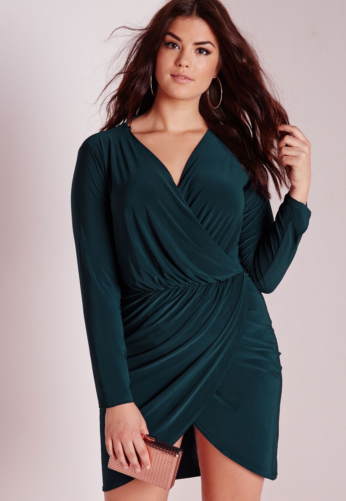 Missguided Winter Dresses 3 Missguided Plus Size Slinky Wrap Dress Teal Plus size