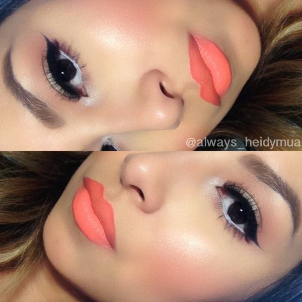 Blush: MAC Royal Sunset Lips: NYX lip liner in ... Gorgeous Makeup, Love Makeup, Pretty Makeup, Beauty Makeup, Makeup Looks, Coral Makeup, Beautiful Lips, Girly Makeup, Makeup Style