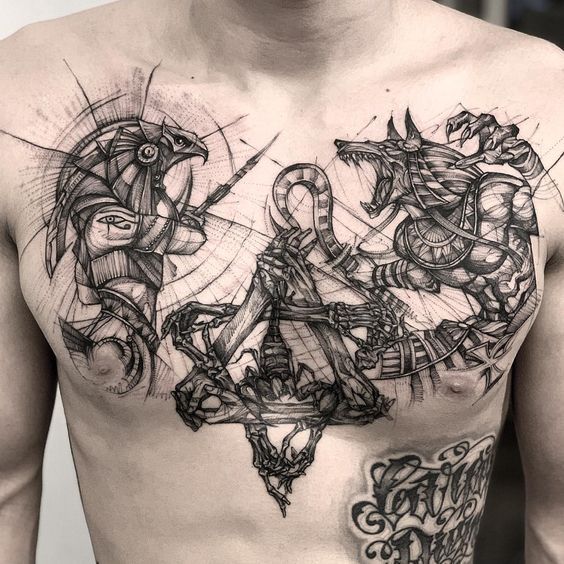 Top 111 Anubis Tattoo Ideas 2020 Inspiration Guide Anubis Tattoo Chest Tattoo Men Chest Tattoo Wings