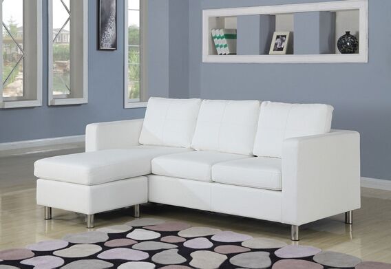 Acme 15068 2 Pc Kemen White Leather Like Vinyl Reversible Chaise 2 Pc Kemen Collection White Leather Like Vinyl Reversible Apartment Size Sectional Sofa With Chaise 450
